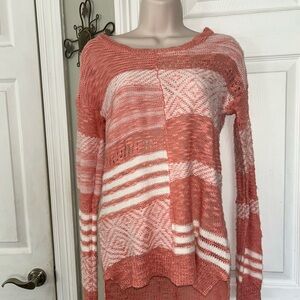 Charming Charlie Patchwork Sweater Small Tangerine Slouchy